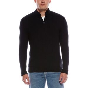Autumn Cashmere Mens Cashmere-Blend Button Pullover, Blue